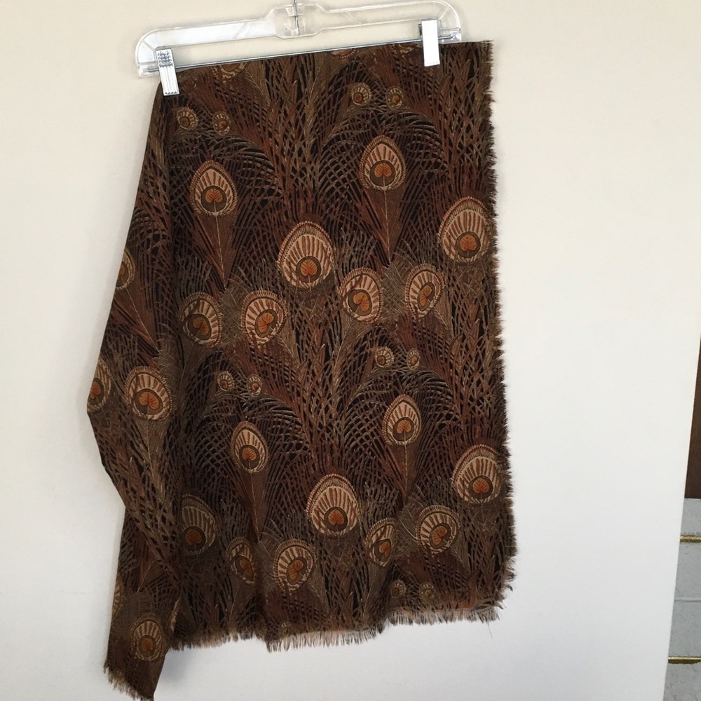 Peacock Feather Patterned Scarf - image 1